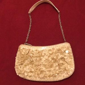 Adorable sequined mini/bag w/silver chain EUC